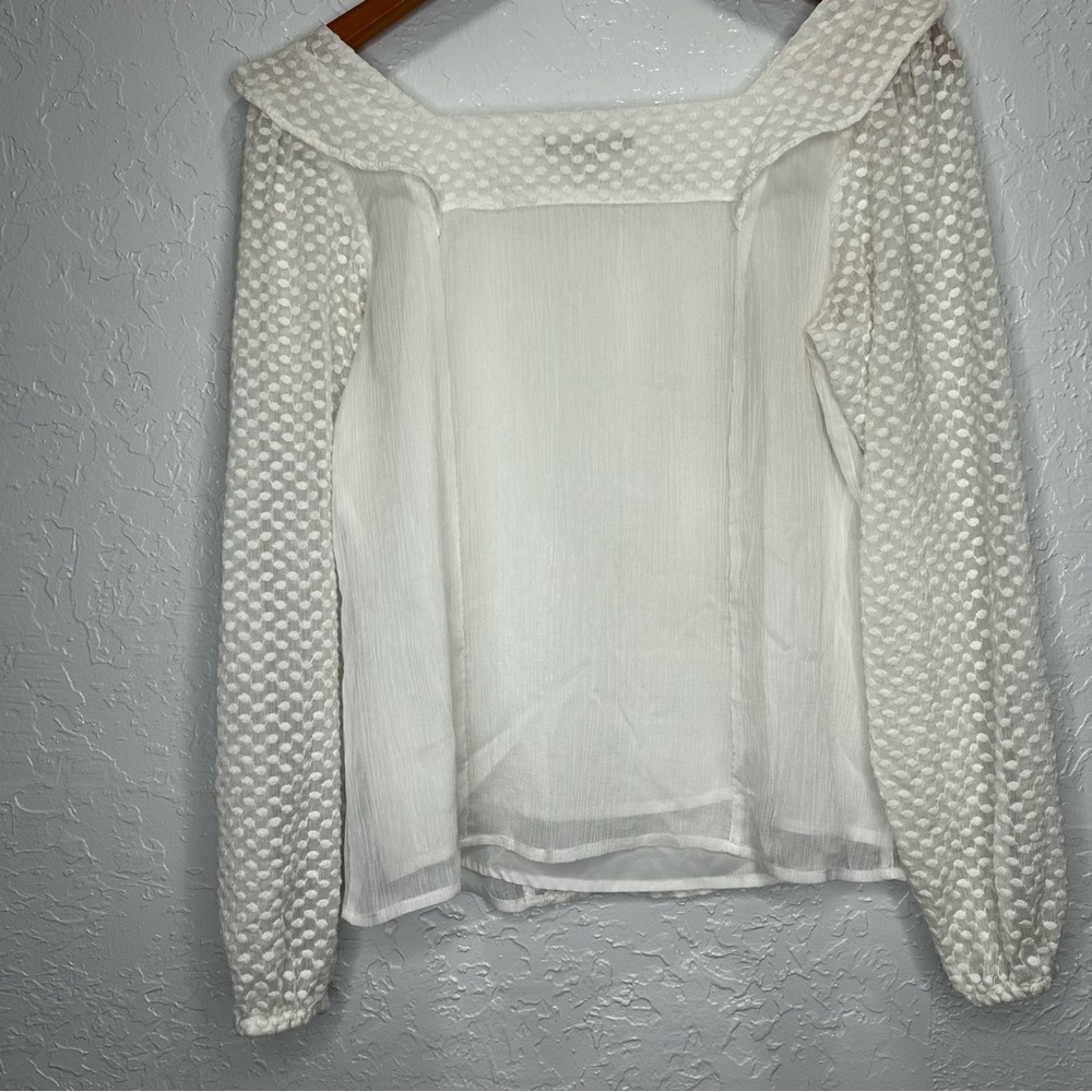 Banana Republic White blouse sheer Long Sleeve - Picture 3 of 8